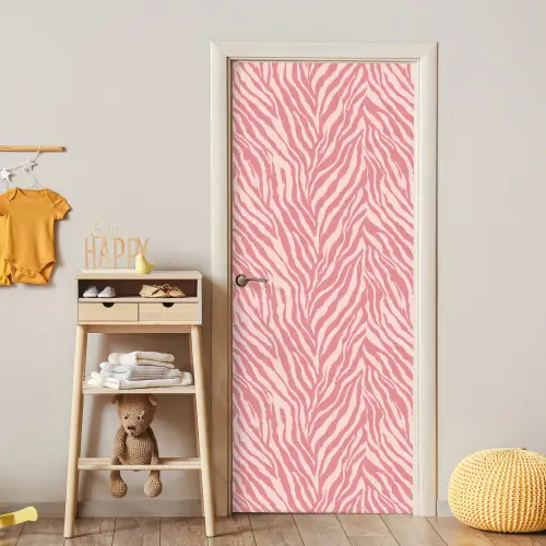 Zebra - Print - Roze deurposter klein 289 -sfeer4