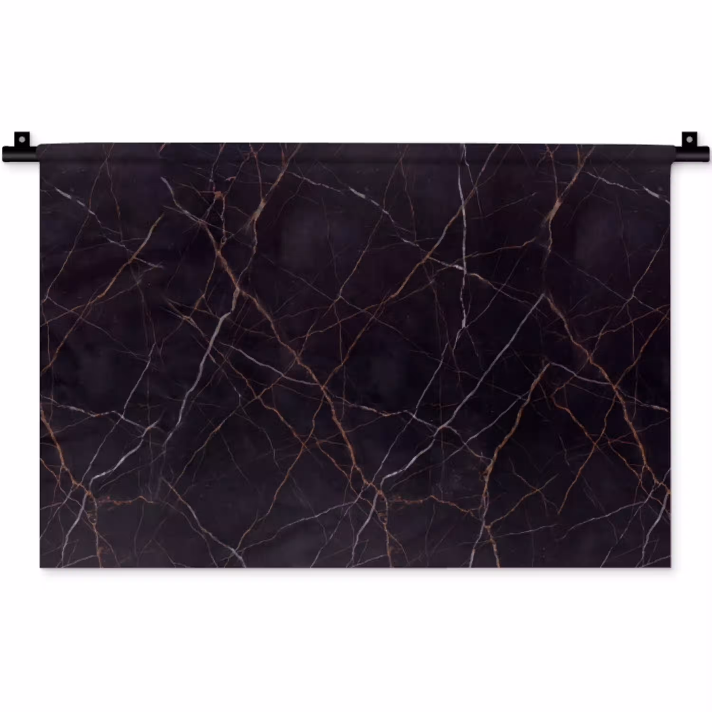 Natuursteen - Marmerpatroon - Abstract - Modern - Zwart - Goud Wandkleed katoen klein -zz3d