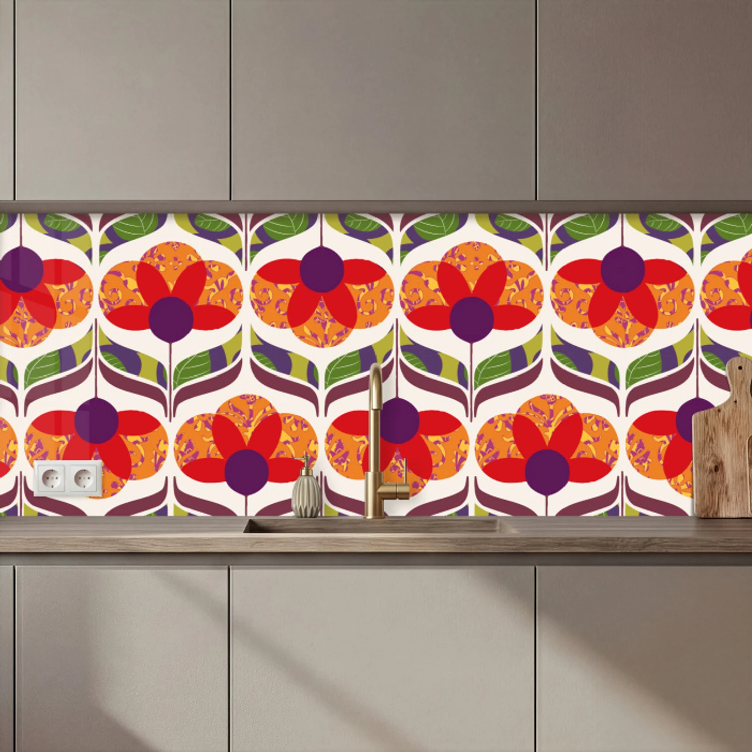 Retro - Flower Power - Vintage - Kleuren keuken achterwand 2 middel 871 zz_3dshopping