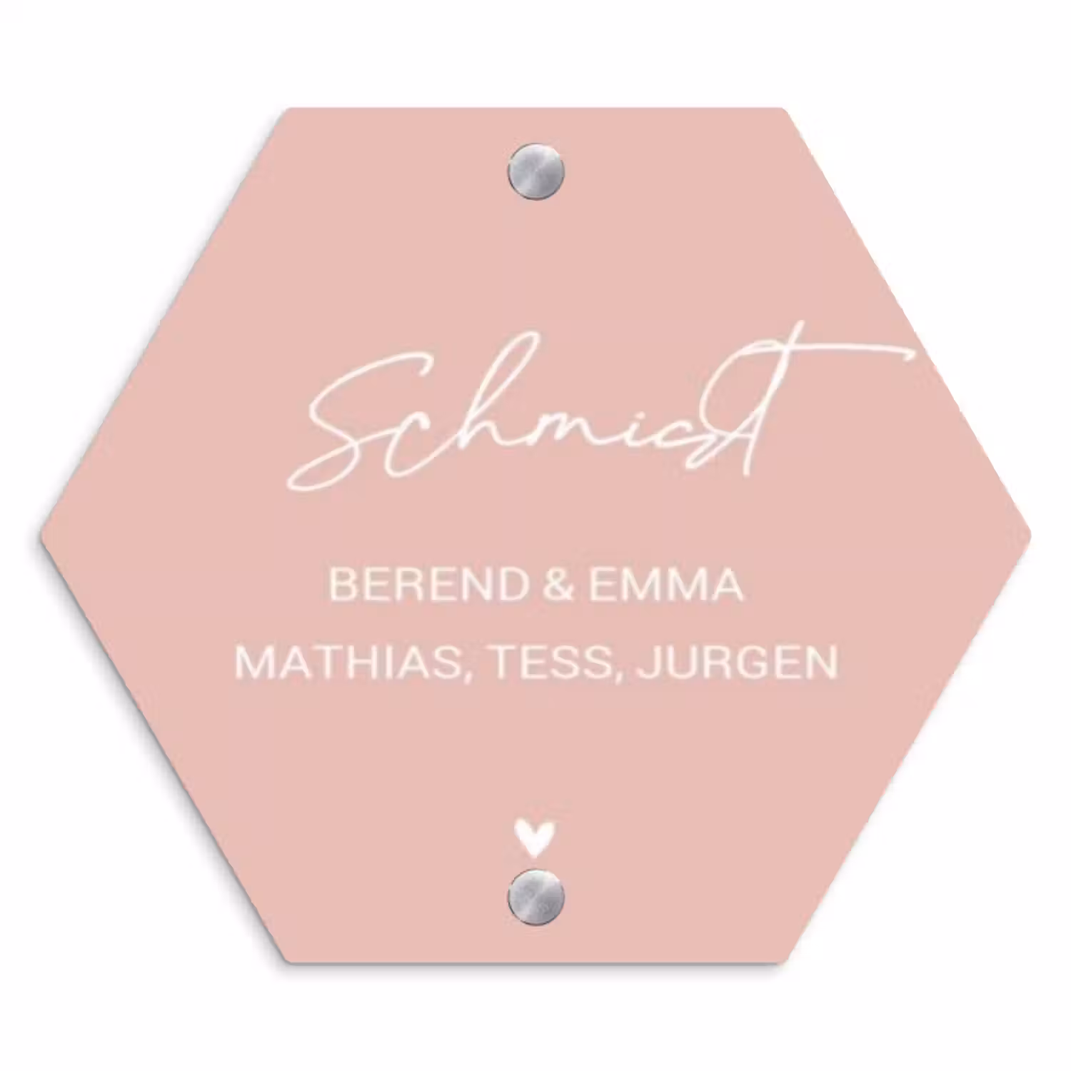 Namensschild Haustür Hexagon - Einfarbig rosa - Elegant