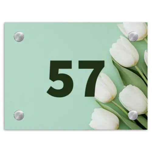Witte tulpen - Traditioneel Naambord Rechthoek middel -3d