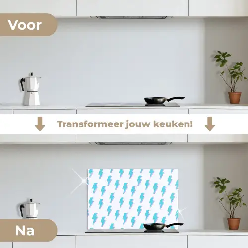 Blauw - Paars - Bliksem keuken achterwand spatscherm klein 900 -voor_na_NL