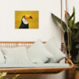 Toekan - Minimalistisch - Snavel - Oranje tuinposter los doek klein -sfeer7
