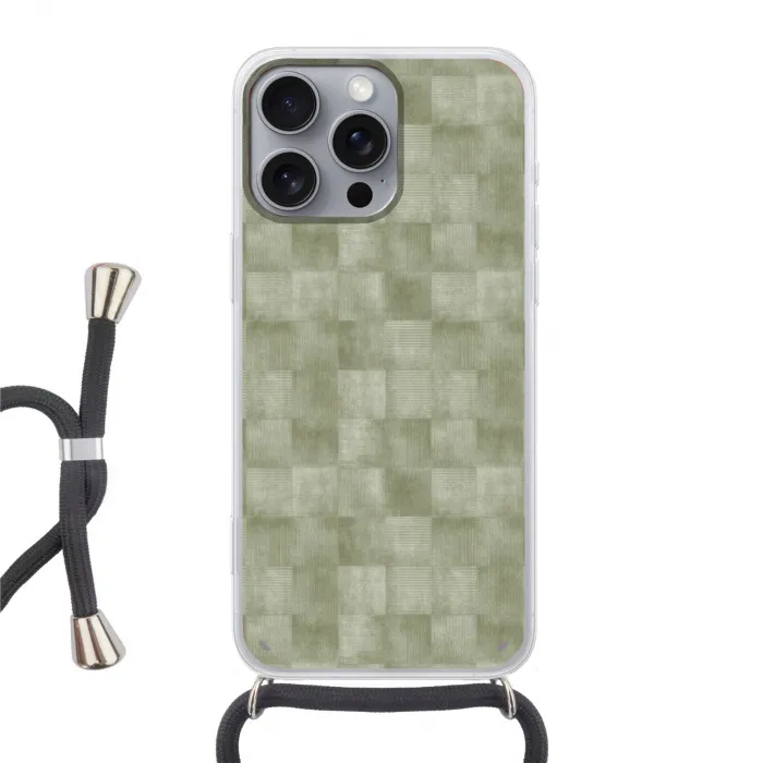 Vlakken - Rustiek - Groen Hoesje iPhone 16 Pro Max met koord klein 804 -3d