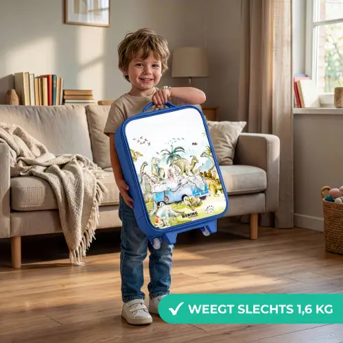 Busje met dino's Kinderkoffer - Blauw klein -sfeer2_NL