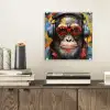 Chimpansee - Aap - dieren - Graffiti - Bril - Koptelefoon - Kleuren plexiglas 5mm klein -sfeer1