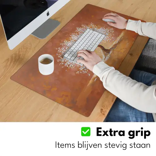 Abstract - Boom - Wit - Bladeren Muismat XXL klein -sfeer3