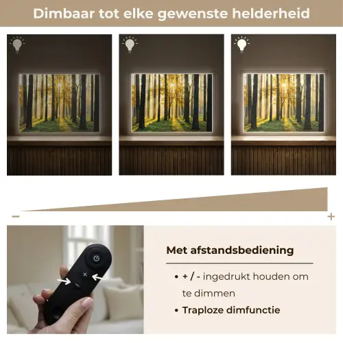 Bos - Zon - Bomen - Gras - Landschap  - Natuur Light Box met batterij (Wandlamp) middel -USP_dimbaarNL