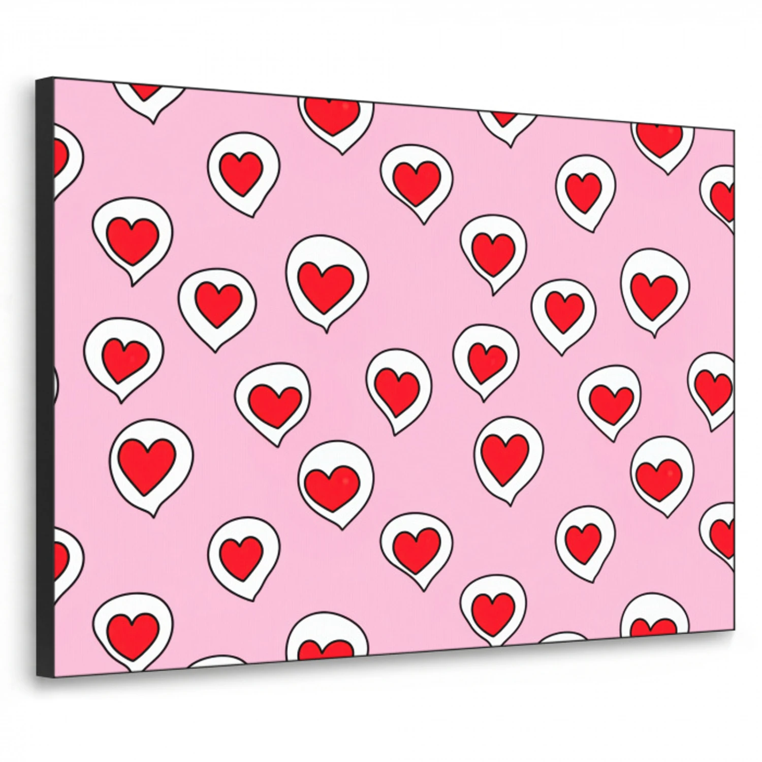 Hartjes - Patroon - Rood Textielframe zwart klein 947 -3d