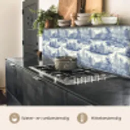 Huizen - Bomen - Water - Vogels - Blauw keuken achterwand 2 middel 871 -usp_NL