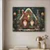 Kerst - Gnomen - Peperkoekhuisje - Rood - Groen Textielframe zwart klein -sfeer2
