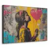Graffiti - Meisje - Ballon - Street art Textielframe - compleet frame klein -3d