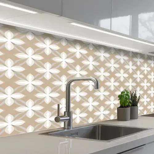 Patroon - Symmetrisch - Beige keuken achterwand 2 middel 871 -3d_schuin