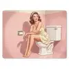 Roze - Retro - Vrouw muismat rubber klein -3d