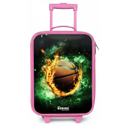 Basketbal in vlammen en explosieve energie Kinderkoffer - Roze klein -zz3dotto