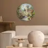 Dorp - Zon - Kraampjes - Huizen Akoestische PET Vilt - Rond klein -sfeer1