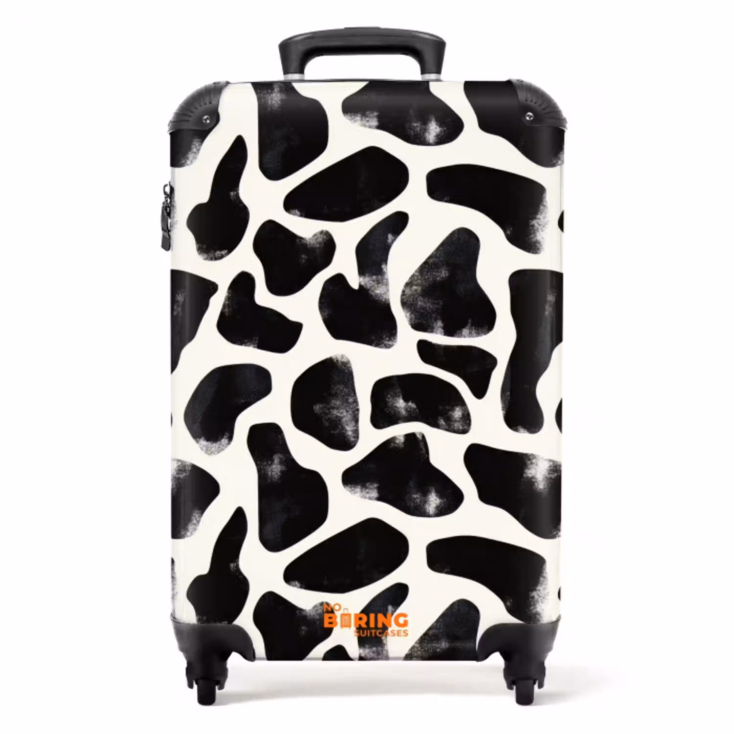 Dierenpatroon - Vlekken - Zwart - Wit NBS - Handbagage koffer - Volwassenen Unisex middel -productfoto_recht