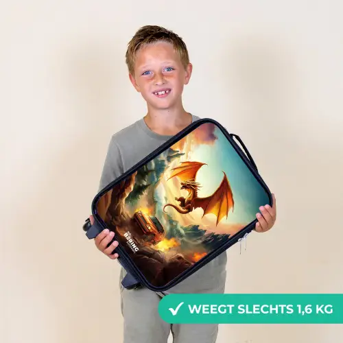 Vliegende draak boven vurige bergweg Kinderkoffer - Zwart klein -sfeer4_NL