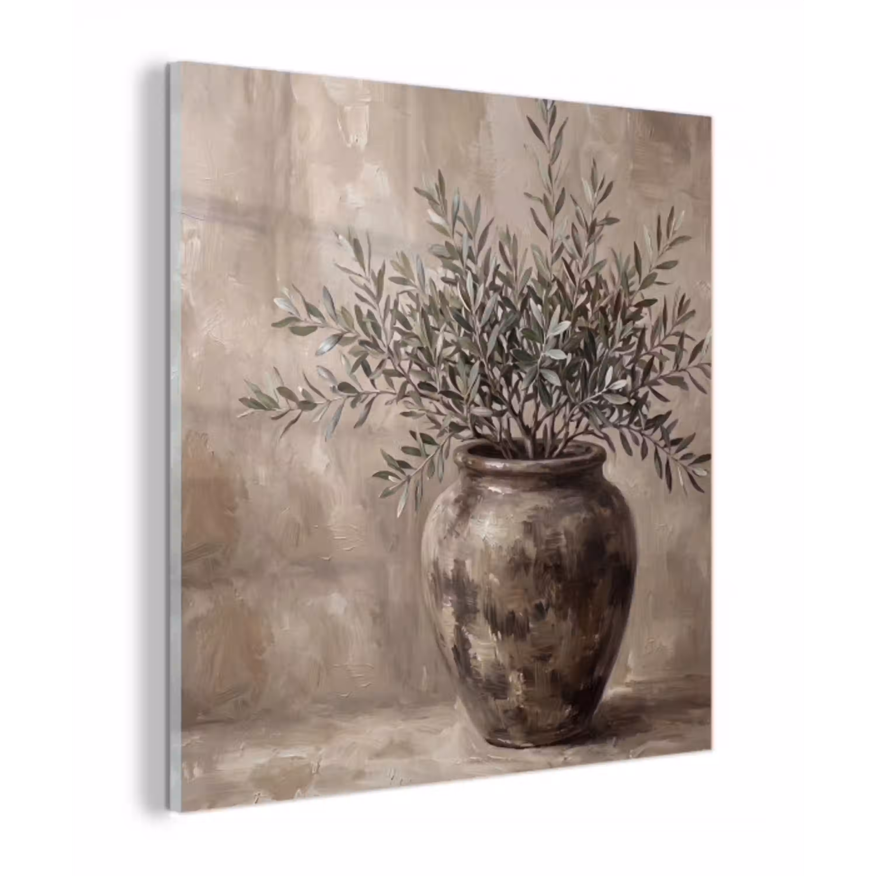 Olijfplant - Aardenpot - Abstract - Beige plexiglas 5mm klein -z3d