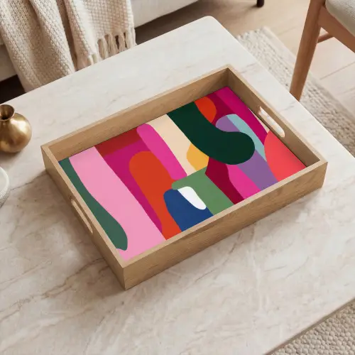 Kleurvakken - Recht - Rond - Abstract Dienblad Rechthoek middel -sfeer1
