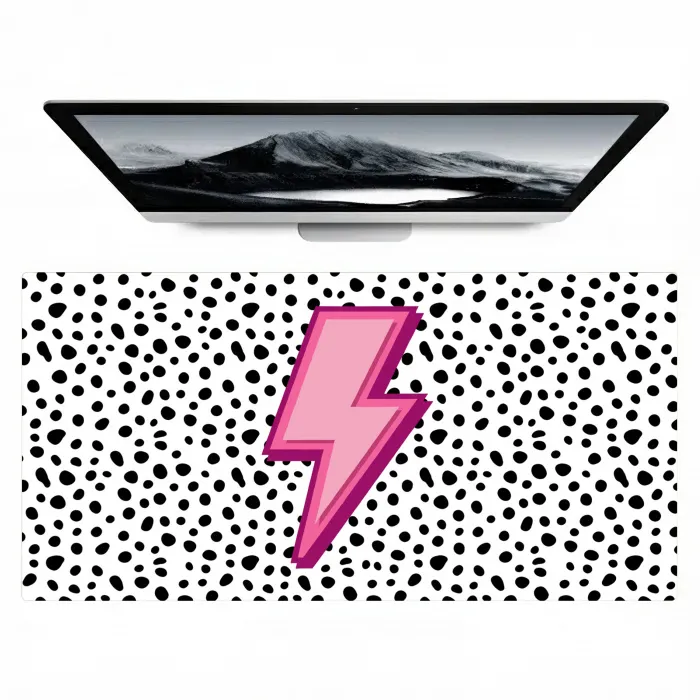 Bliksem - Roze - Stippen Muismat XXL klein -zzz3d