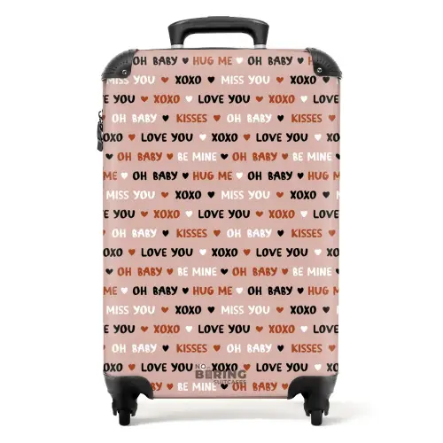 Liefdeswoorden op lichtroze NBS - Handbagage koffer - Kinderen Unisex middel -productfoto_recht