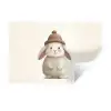 Konijn - Muts - Oren - Beige Muursticker klein -3d
