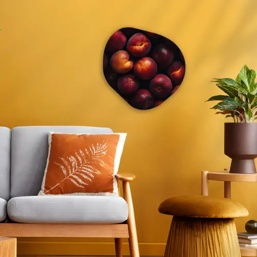 Fruit - Close up - Nectarines Wandcirkel Organisch Forex 3mm klein -sfeer4
