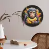 Aap - Graffiti - Kleurrijk - Bananen - Modern Akoestische PET Vilt - Rond klein -sfeer3