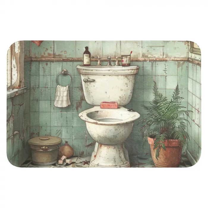 Vintage - Toilet - Illustratie WCmat klein -3d