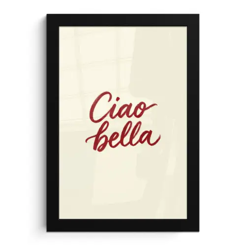 Ciao bella - Rood - Wit - Minimalistisch fotolijst zwart zonder passe partout klein -3d