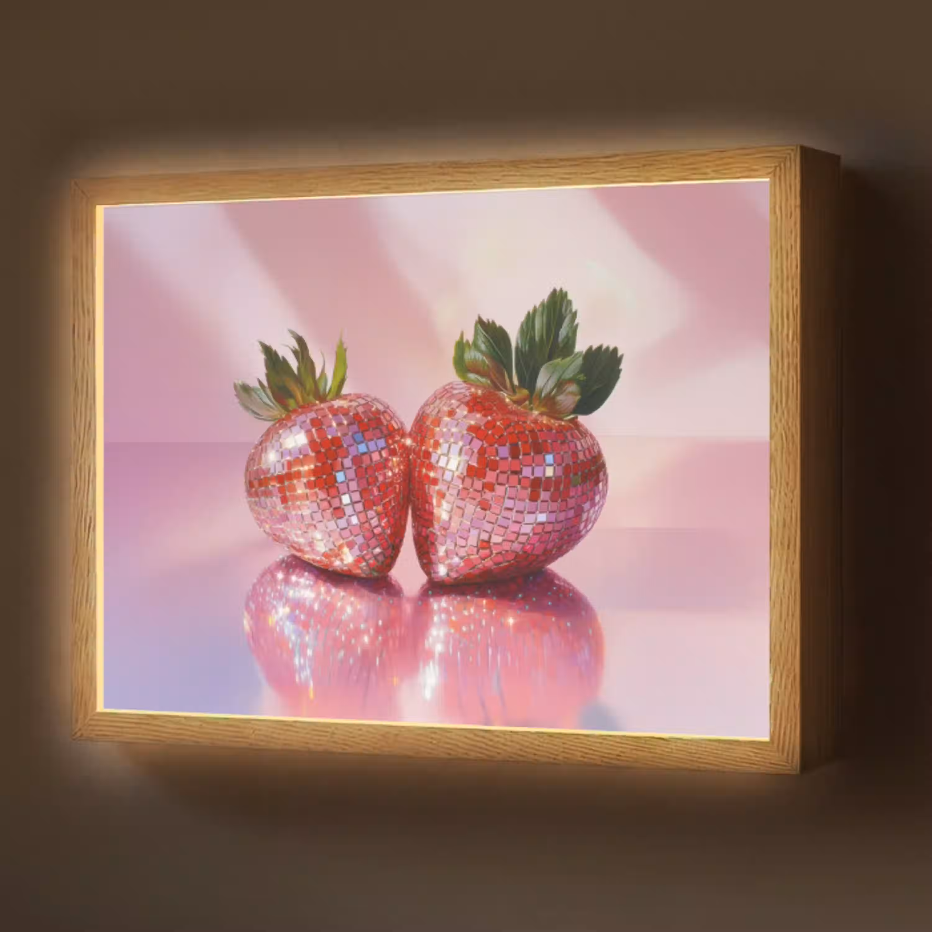 Disco - Fruit - Glitter - Strawberry Light Box met batterij (Wandlamp) middel -z3d_website