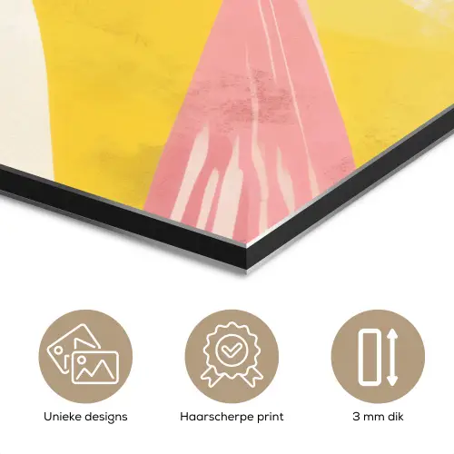 Vogel - Minimalistisch - Geel aluminium wit klein -closeup_NL