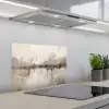 Moderne kunst - Abstract - Beige keuken achterwand spatscherm klein -3d_schuin