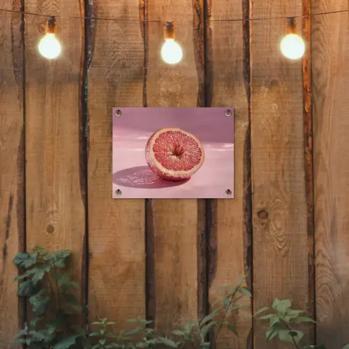 Grapefruit - Roze - Disco - Shiny tuinposter los doek klein -sfeer1