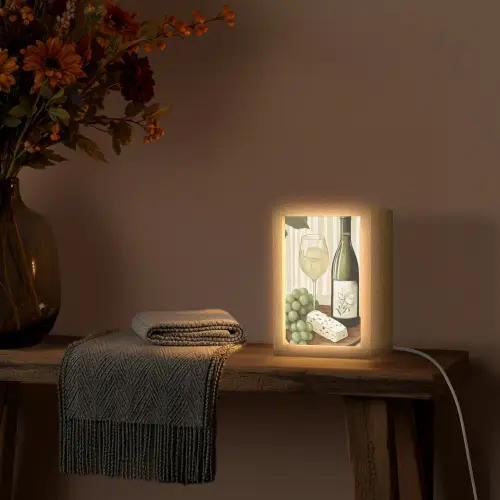 Wijn - Druiven - Kaas - Bladeren Light Box met kabel (Tafellamp) klein -sfeer4