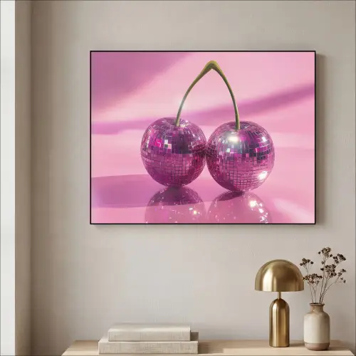 Glitter - Discobol - Roze - Kersen Textielframe zwart klein -sfeer2