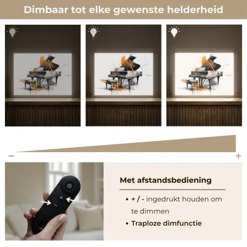Piano - Oranje - Zwart - schets lijnen Light Box met batterij (Wandlamp) middel -USP_dimbaarNL
