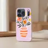 Vaas - Gestreept - Bloemen - Oranje Telefoonhoesje iPhone 17 Pro klein -sfeer2