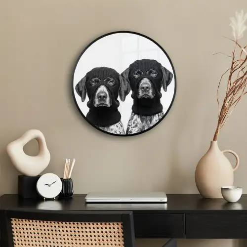 Honden - Bivakmuts - Zwart - wit Fotolijst rond zonder passe partout klein -sfeer1