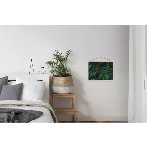 Bladeren - Tropisch - Monstera - Jungle textielposter latten blank klein -woonkamer