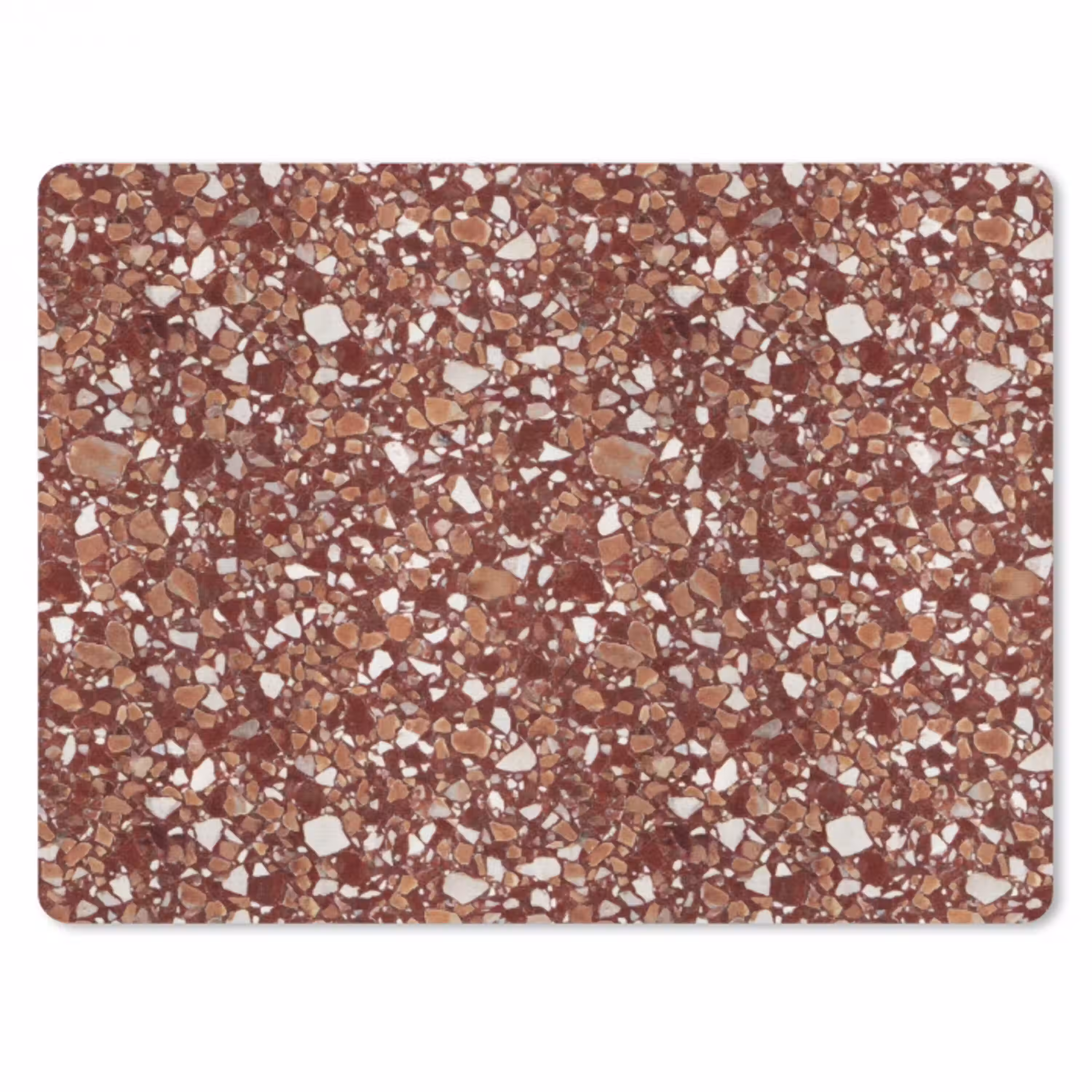 Terrazzo - Patroon - Steentextuur - Roodbruin muismat rubber klein 262 -3d