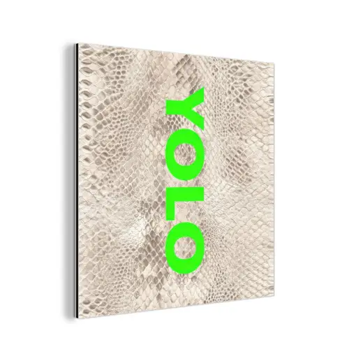 YOLO - Groen - Neon - Slangenprnt aluminium wit klein -3d