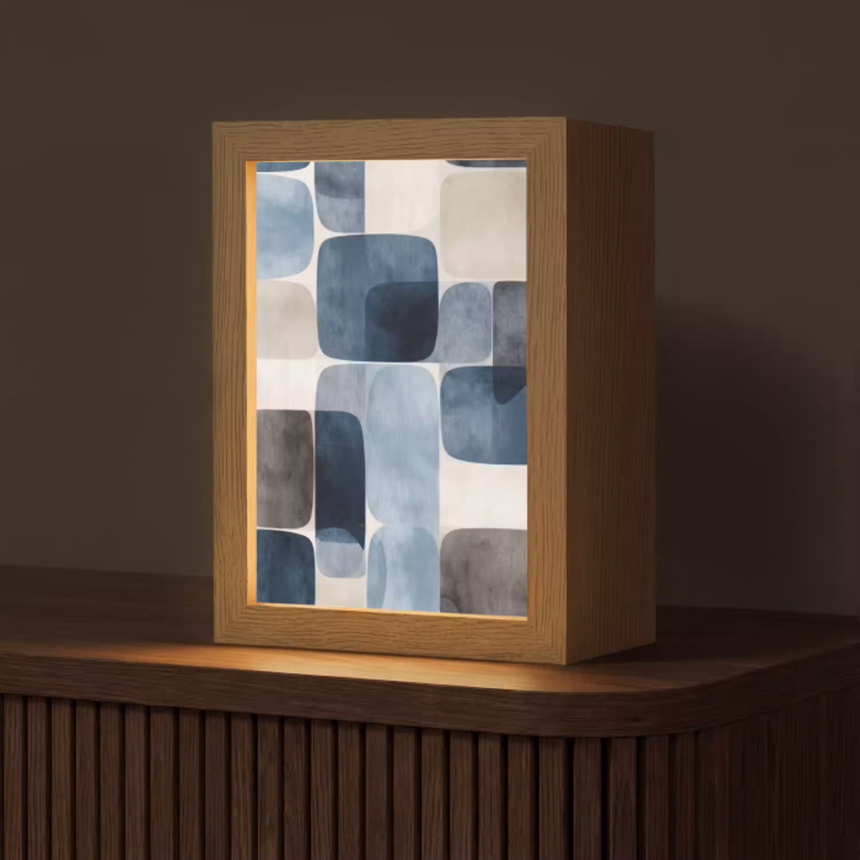 Patroon - Blauw - Vierkanten Light Box met kabel (Tafellamp) klein -z3d_website