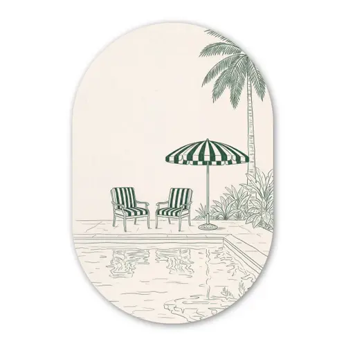 Terras - Illustratie - Groen Wandcirkel Ovaal Forex klein -3d