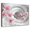 Bloemen - Tunnel - Abstact - 3D effect Textielframe zwart klein -3d