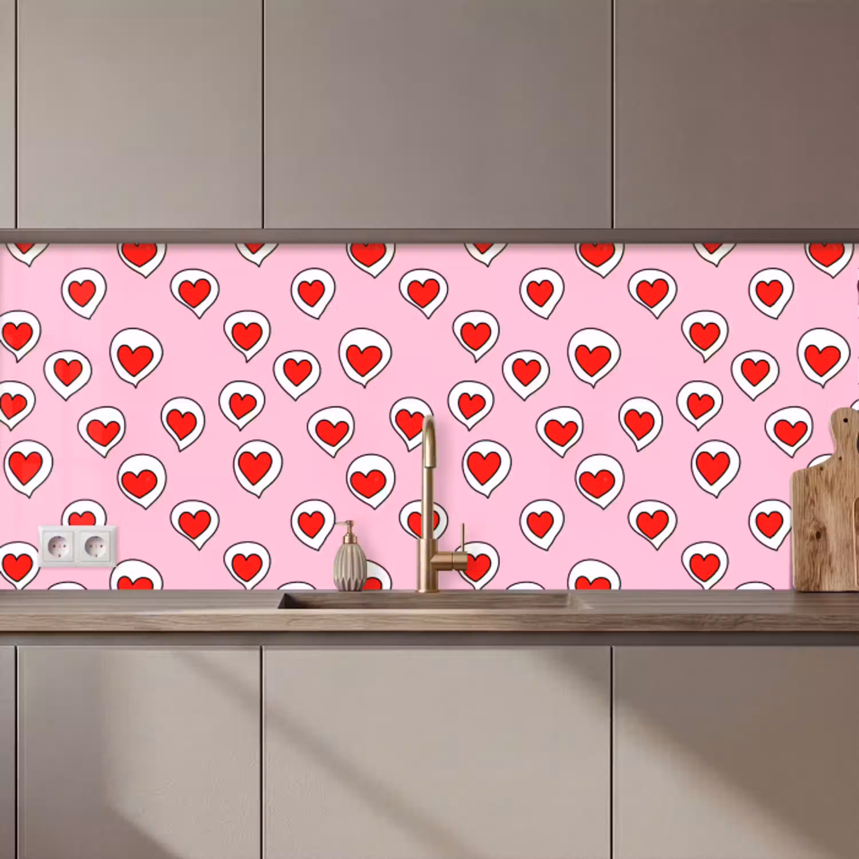 Hartjes - Patroon - Rood keuken achterwand 2 middel 871 zz_3dshopping