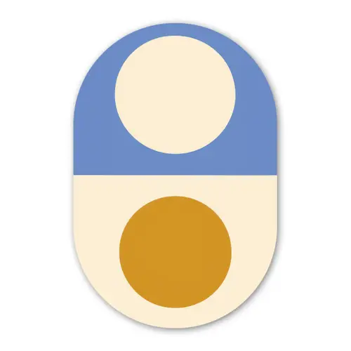 Cirkels - Symmetrisch - Wit - Blauw- Geel Wandcirkel Ovaal Forex klein -3d
