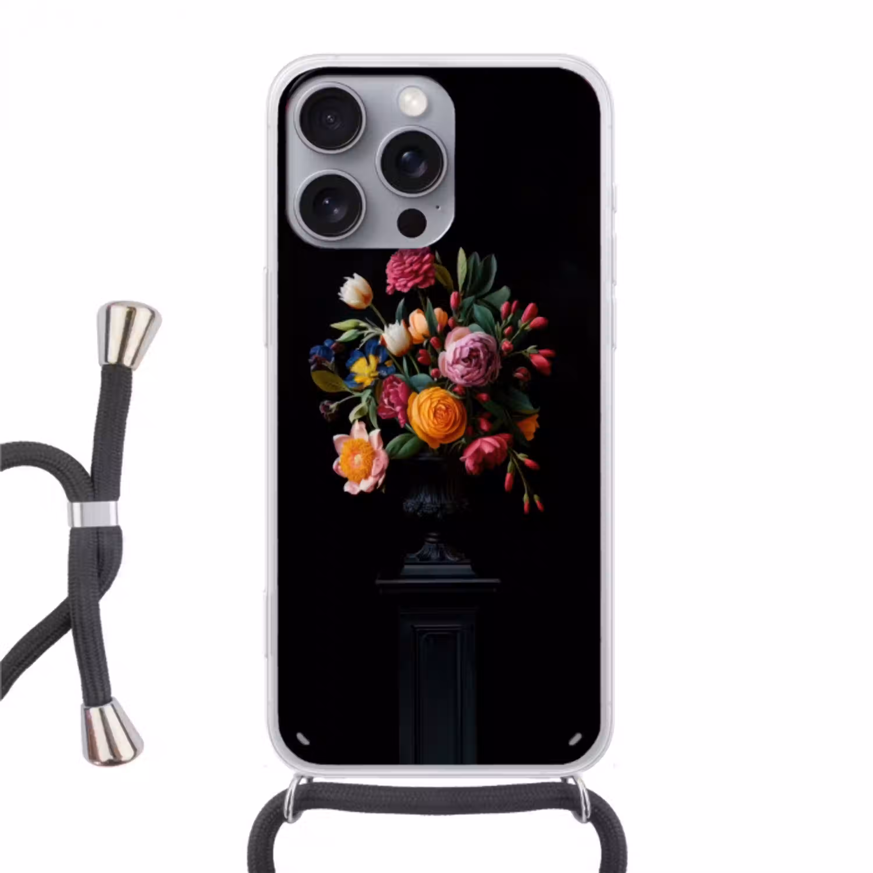 Boeket - Romantisch - Kleurrijk Hoesje iPhone 16 Pro Max met koord klein -3d