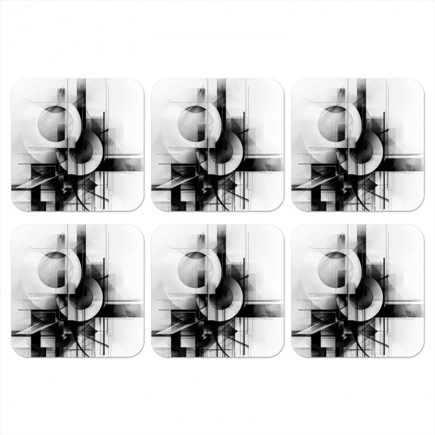 Abstract - Kunst - Modern - Zwart wit onderzetter kurk middel -3d